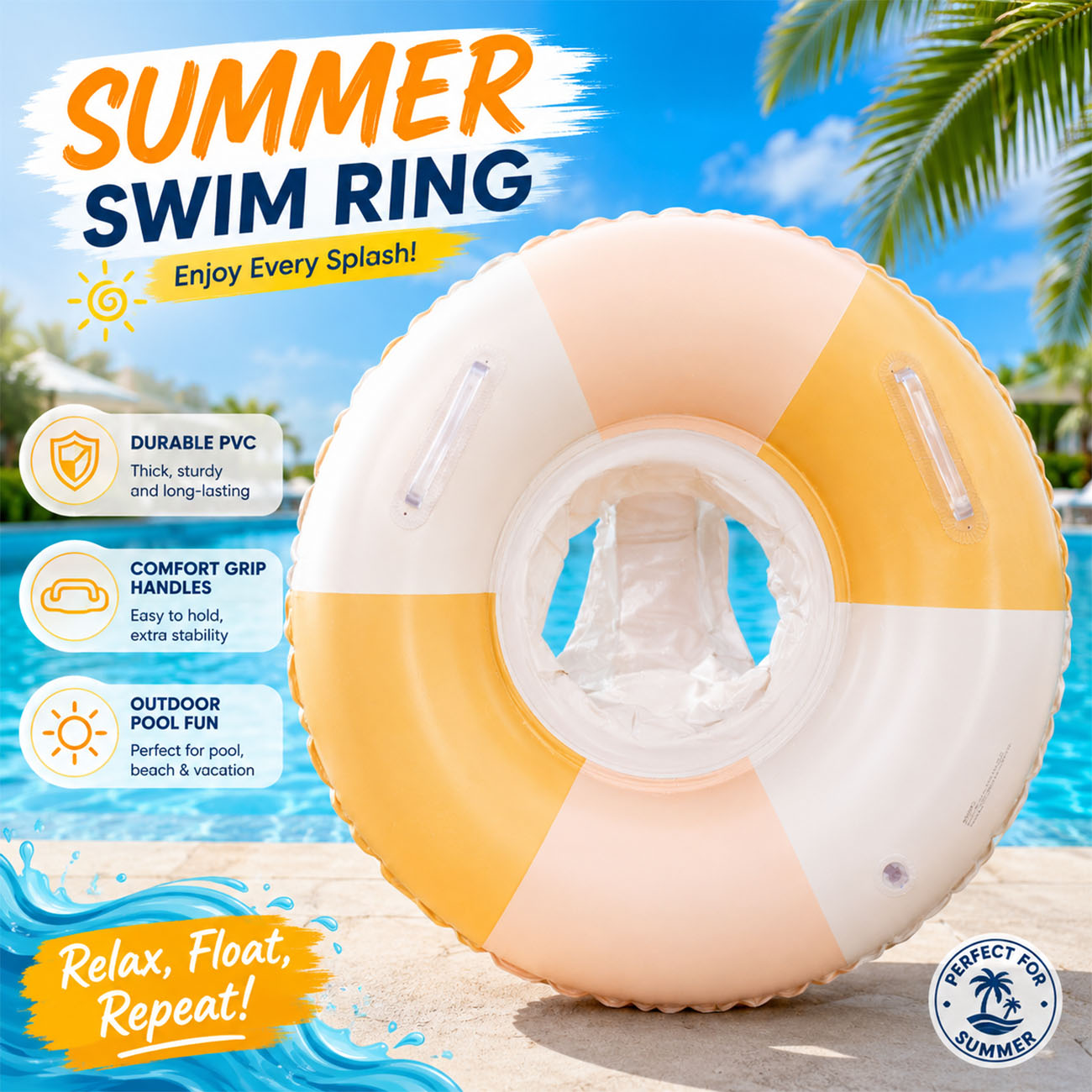 Pool Float Ring Inflatable - 1PC Boia Inflável para Piscina, Anel
