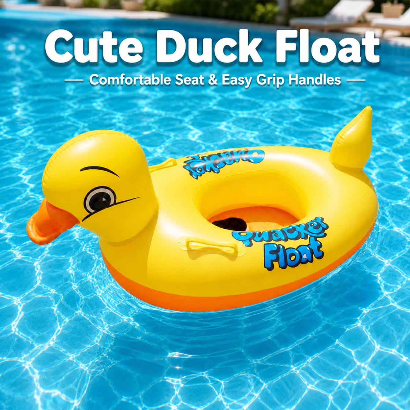 Pool Float Ring Inflatable - Boia Inflável de Pato com Alças