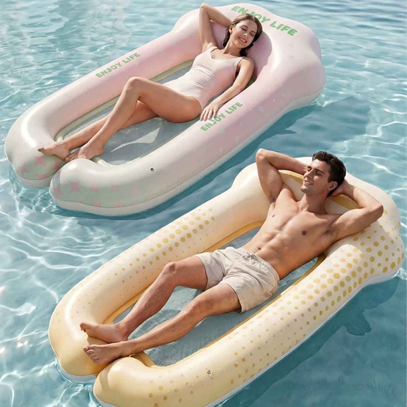 Pool Lounger Inflatable - Boia Inflável para Piscina, Rede Flutuante