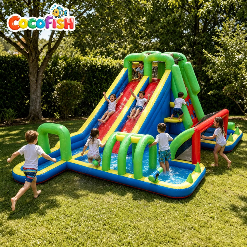Water Slide Inflatable - Cocofish Grande Parque Aquático Inflável com