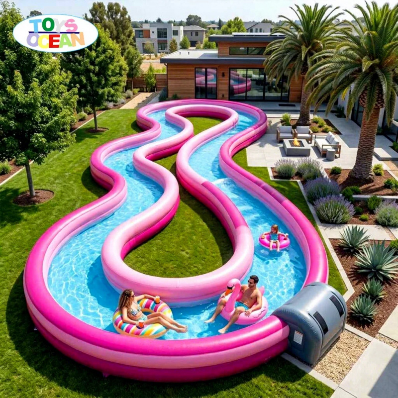 Water Slide Inflatable - Rio Inflável Comercial, Rosa Ondulado e