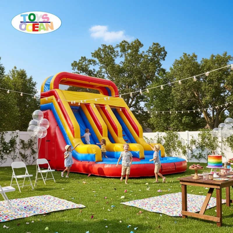 Water Slide Inflatable - Escorregador Inflável de Água Triplo Vermelho,