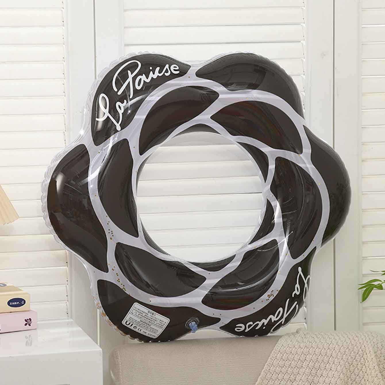 1PC Boia Inflável Rosa e Preta - Pool Float Ring Inflatable avaliação e preço