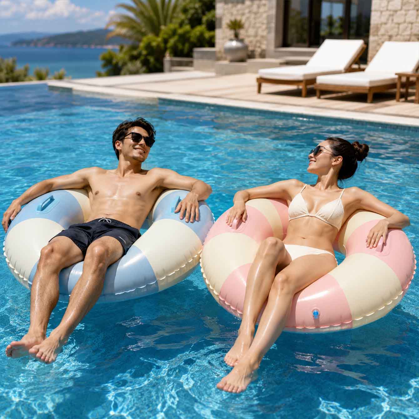 1PC Boia Inflável com Alças pa - Pool Float Ring Inflatable avaliação e preço