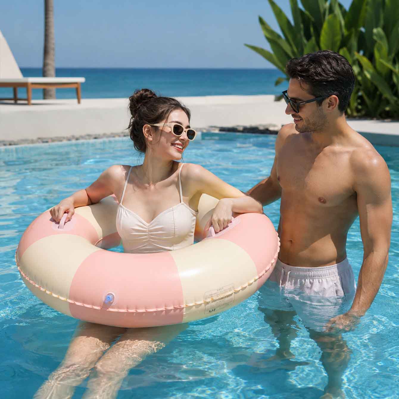 1PC Boia Inflável com Alças pa - Pool Float Ring Inflatable avaliação e preço